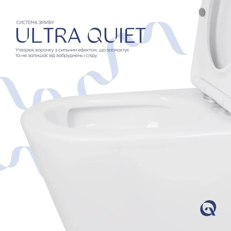 Унитаз напольный Qtap Swan Eco Ultra Quiet безободковый керамика 640x360x835 мм белый