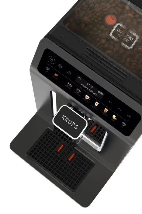 Кавоварка Krups Evidence One 2.3л, для зернової кави, автоматичний капучинатор, OLED дисплей, авторські рецепти, графітовий колір.