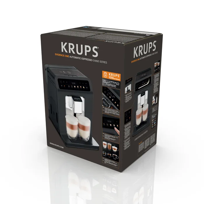 Кавоварка Krups Evidence One 2.3л, для зернової кави, автоматичний капучинатор, OLED дисплей, авторські рецепти, графітовий колір.