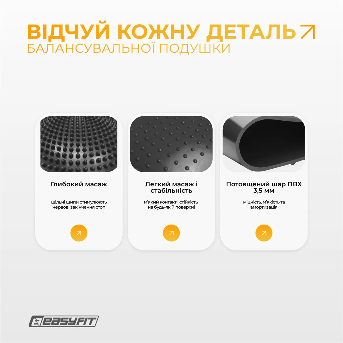 Балансировочная подушка массажная EasyFit резина 33 см черная