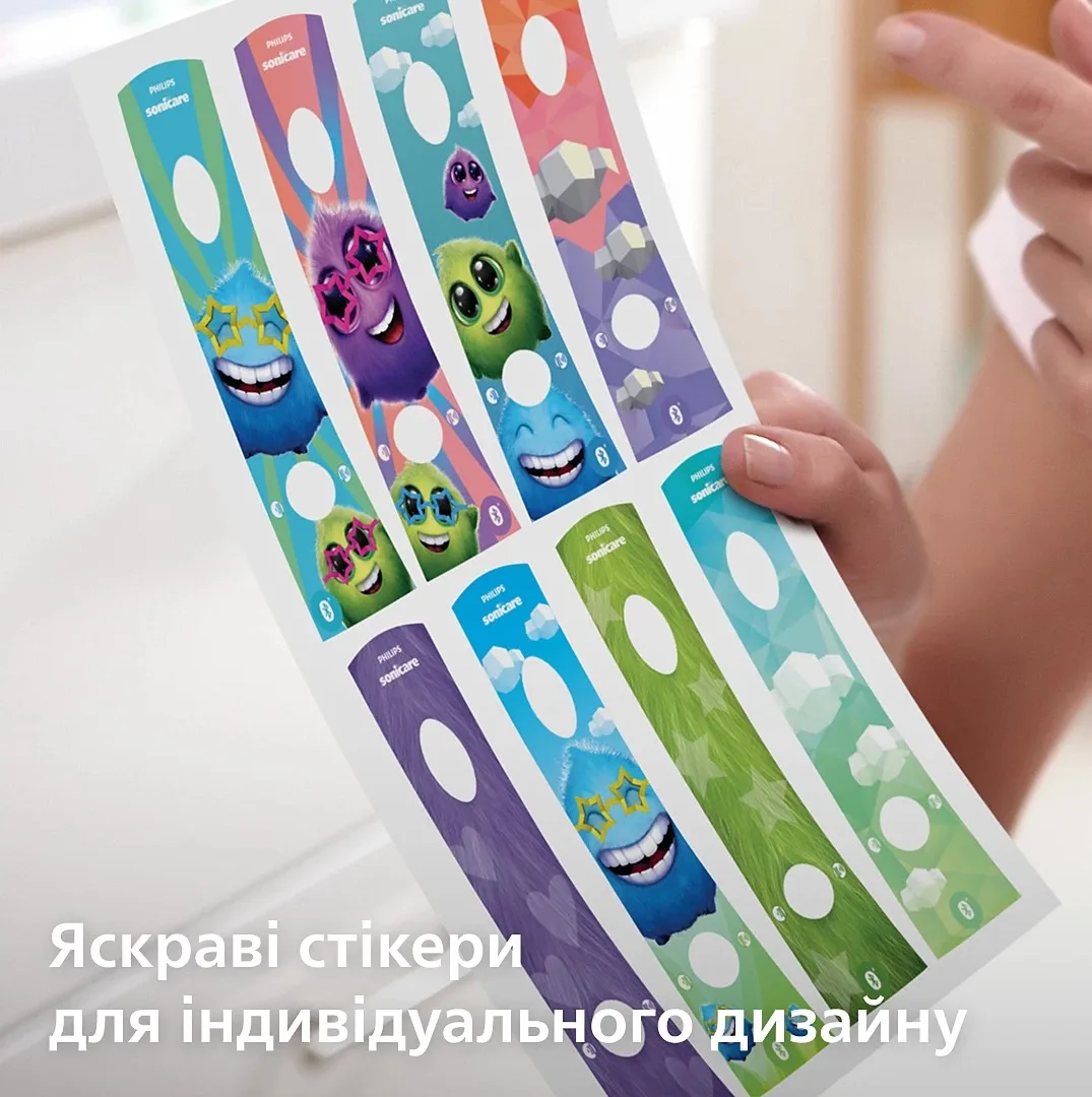 Електрична зубна щітка Philips Sonicare для дітей, 62 тис. коливань/хв, 2 насадки, фіолетовий.