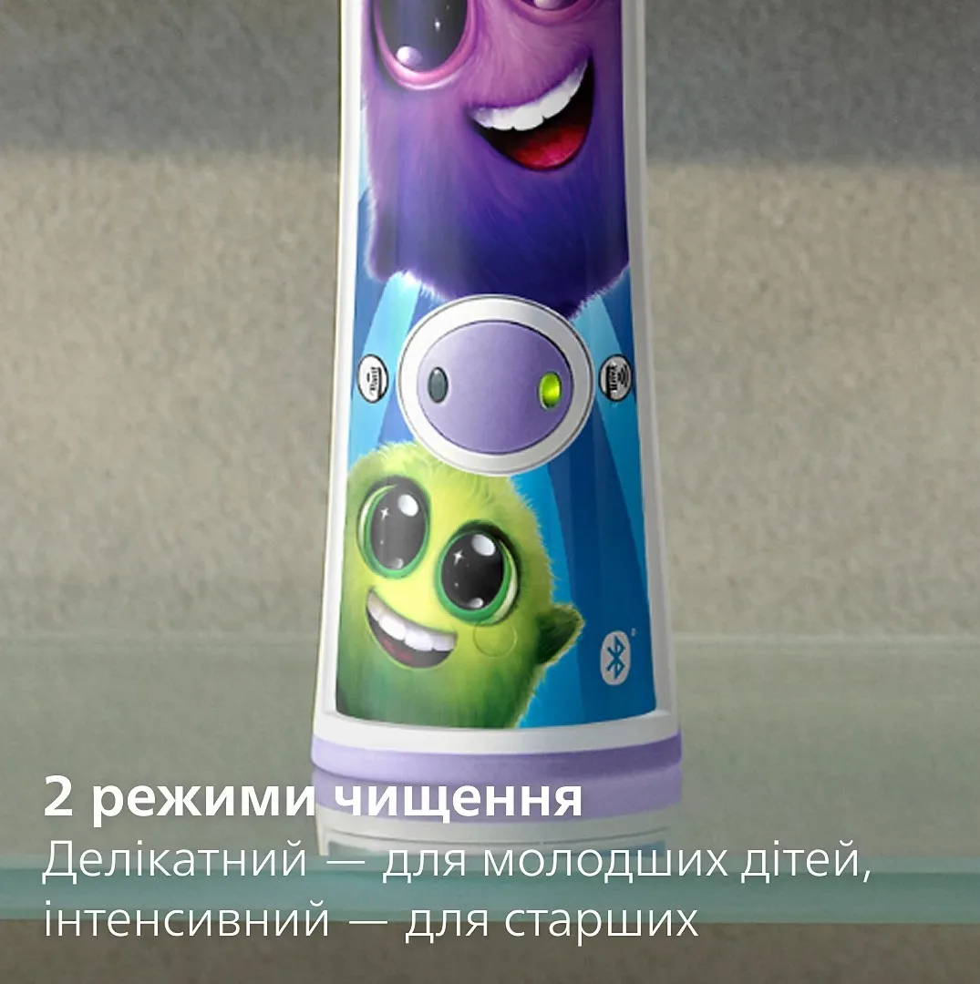 Електрична зубна щітка Philips Sonicare для дітей, 62 тис. коливань/хв, 2 насадки, фіолетовий.