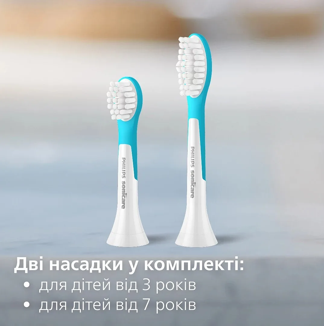 Електрична зубна щітка Philips Sonicare для дітей, 62 тис. коливань/хв, 2 насадки, фіолетовий.
