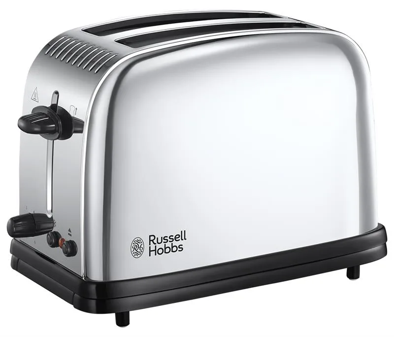 Тостер Russell Hobbs Chester 1600Вт з відсіком для крихт, функцією підігріву, металевий корпус.
