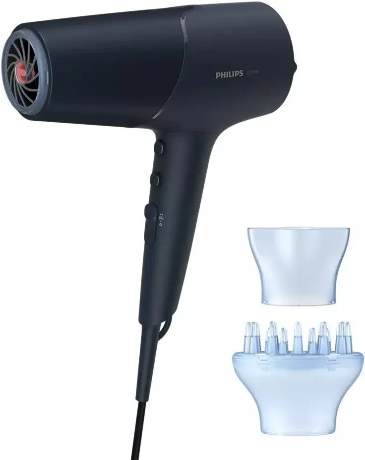 Фен Philips 5000 Series, 2300Вт, 3 скорости, диффузор, ионизация, холодный обдув, темно-синий