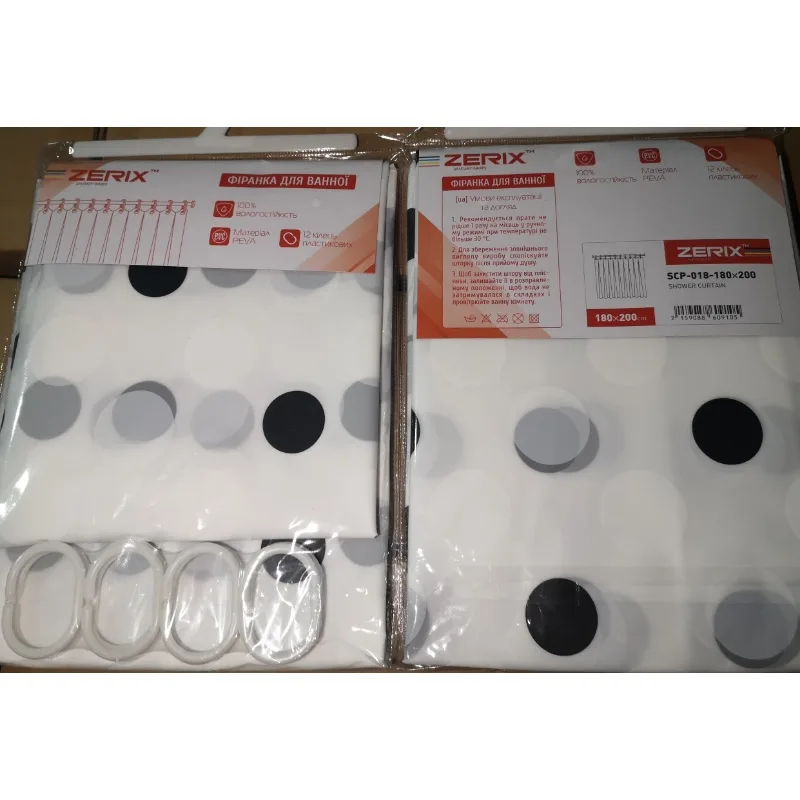 Шторка для ванної Zerix PEVA 180x200 Візерунок Круги