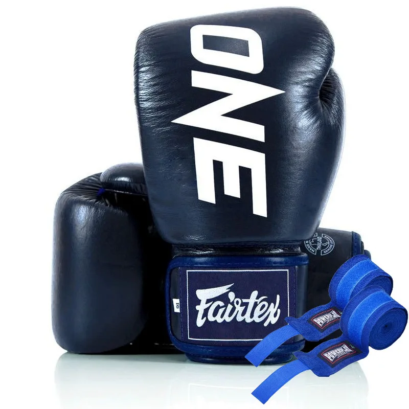 Боксерські рукавиці Fairtex натуральна шкіра 14 унцій сині