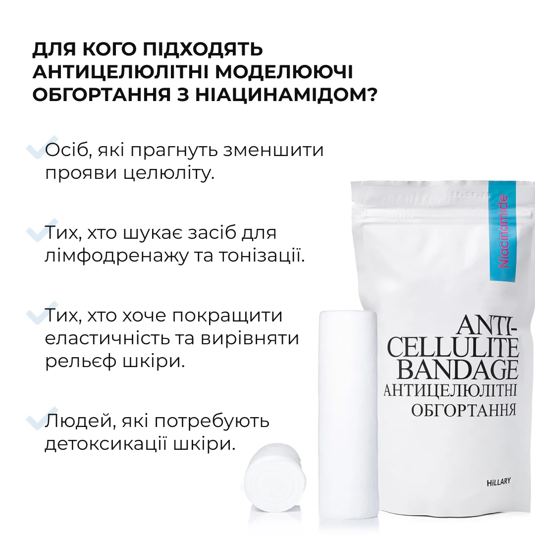 Антицелюлітні моделюючі обгортання для тіла з ніацинамідом Hillary Niacinamide Cold Slim