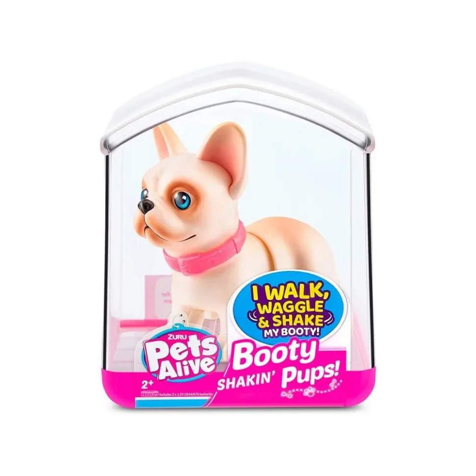 Интерактивный щенок Pets Alive Плюшевый Бульдог 25 см Розовый