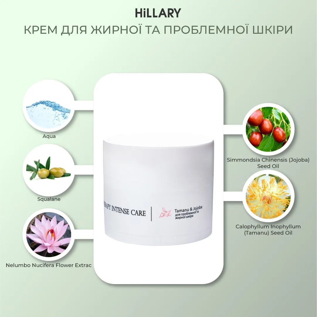 Комплекс для ухода за лицом Hillary Basic 3 для жирной кожи: очищение, увлажнение, уход за лицом.