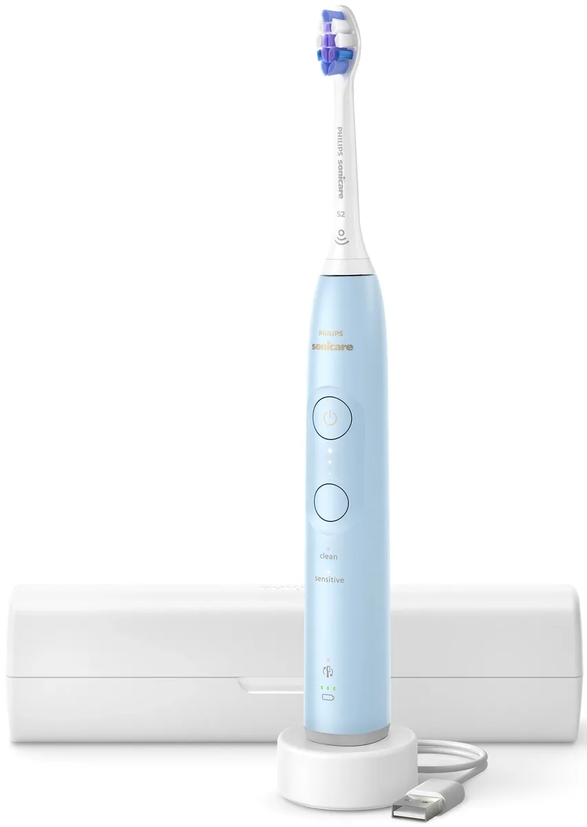 Електрична зубна щітка Philips Sonicare 6100 Series, 62 тис. коливань/хв, з однією насадкою, в комплекті футляр, блакитного кольор