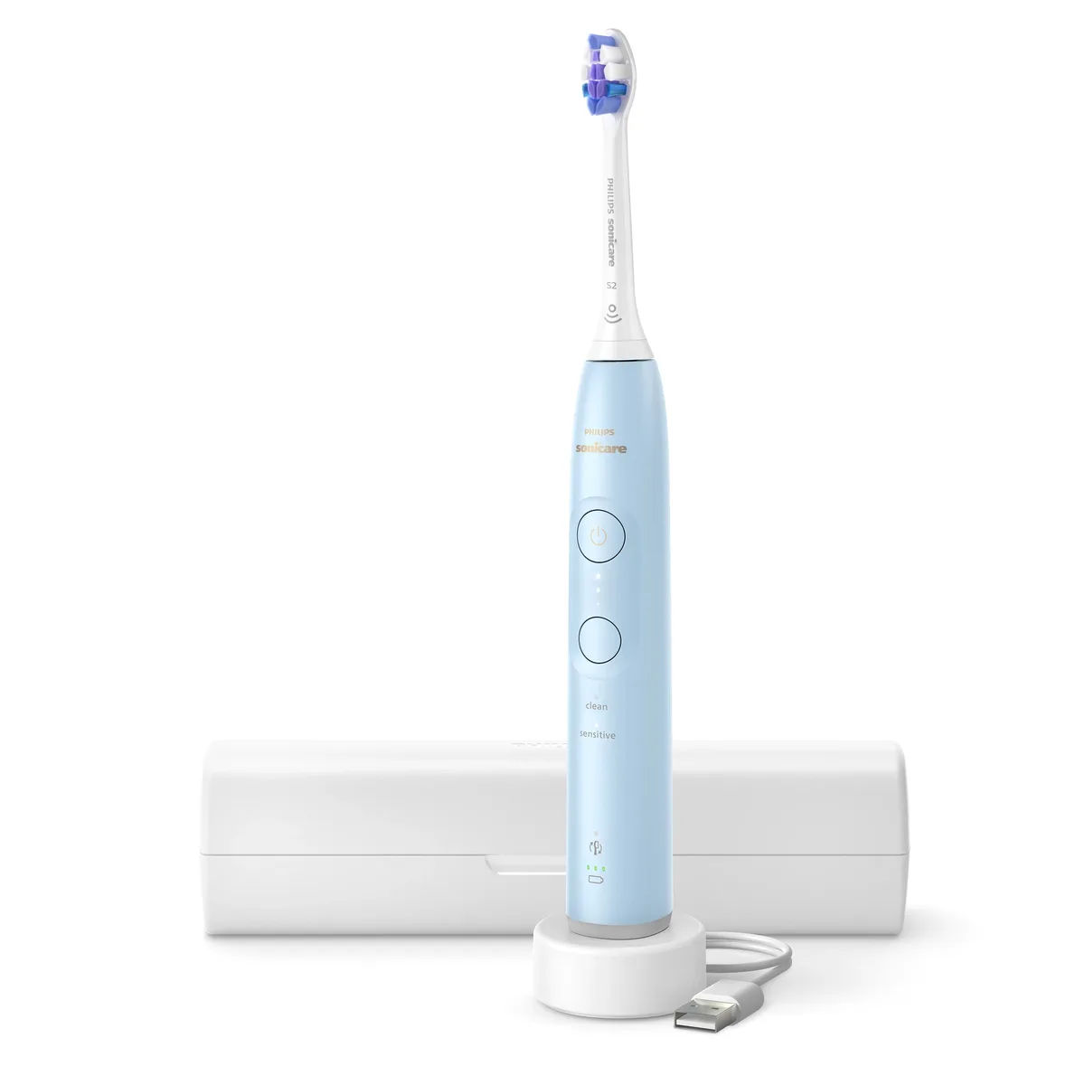 Електрична зубна щітка Philips Sonicare 6100 Series, 62 тис. коливань/хв, з однією насадкою, в комплекті футляр, блакитного кольор