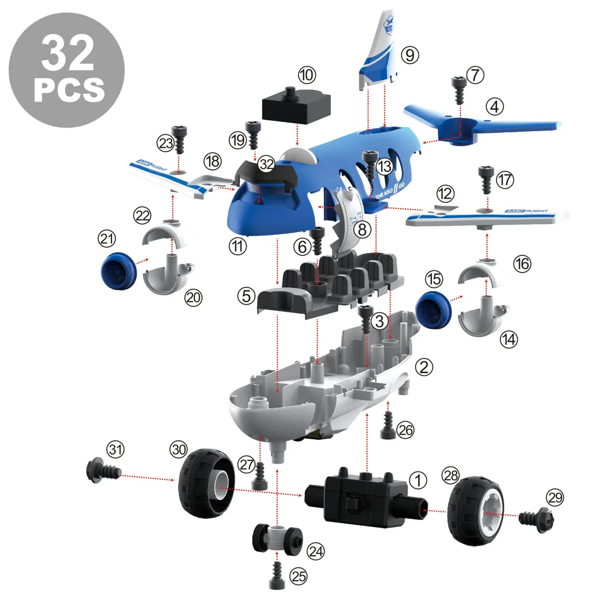 Літак з електродвигуном Diy Spatial Creativity ABS пластик 250х310х160 мм