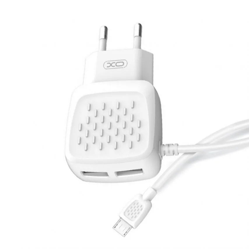 Сетевое зарядное устройство XO 2USB 2.1A с кабелем Micro 1м Белое