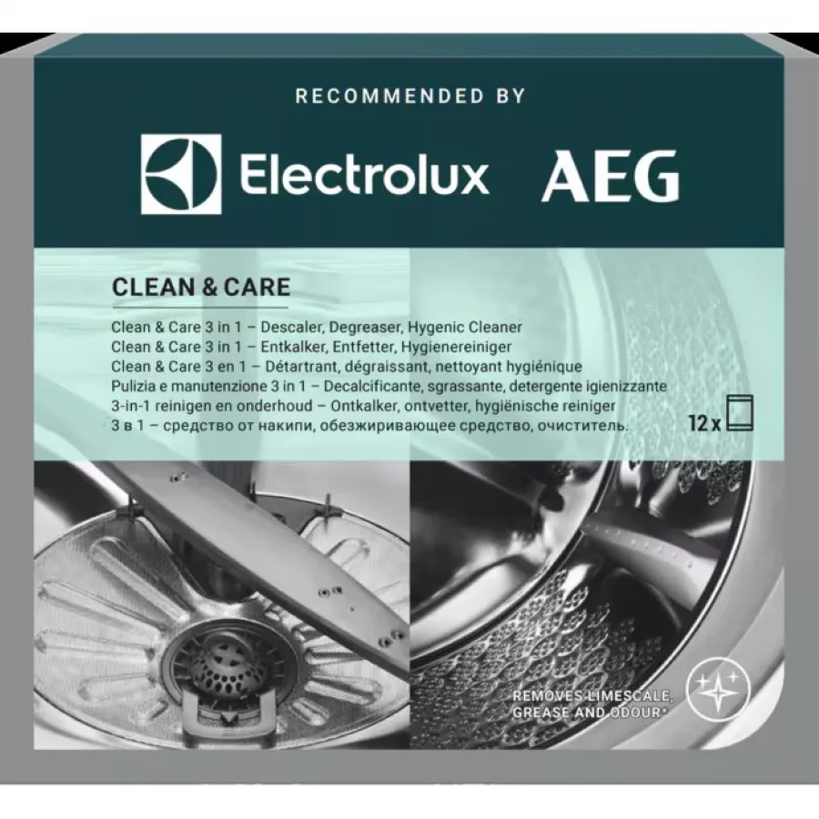 Набір для чищення пральних та посудомийних машин Electrolux Clean  Care 12 саше по 50 гр очищувач для накипу та жиру