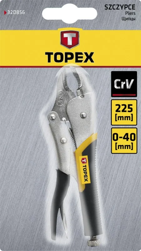 Зажимные клещи TOPEX, 0-40мм, с храповым механизмом, 225мм, CrV