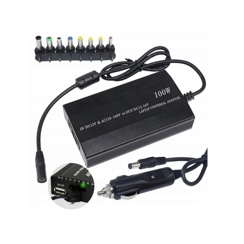 Зарядний пристрій для ноутбуків універсальний 100W чорний з USB-виходом