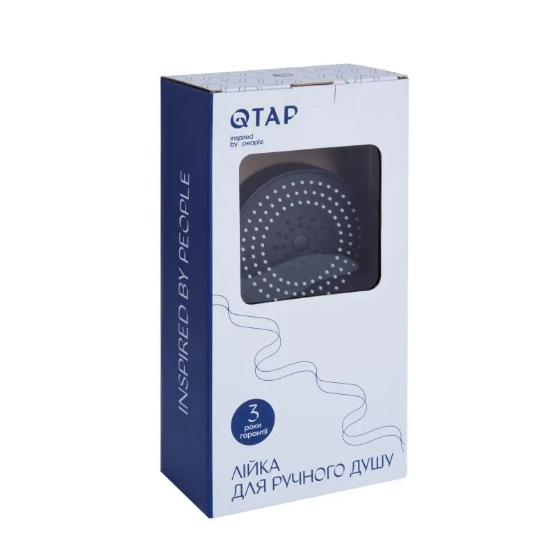 Лейка для душа Qtap Rucni 130x130 мм ABS пластик черный матовый