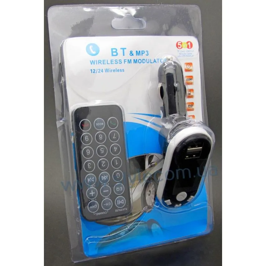 FM-трансмиттер Bluetooth 4 порта USB 2 черный белый
