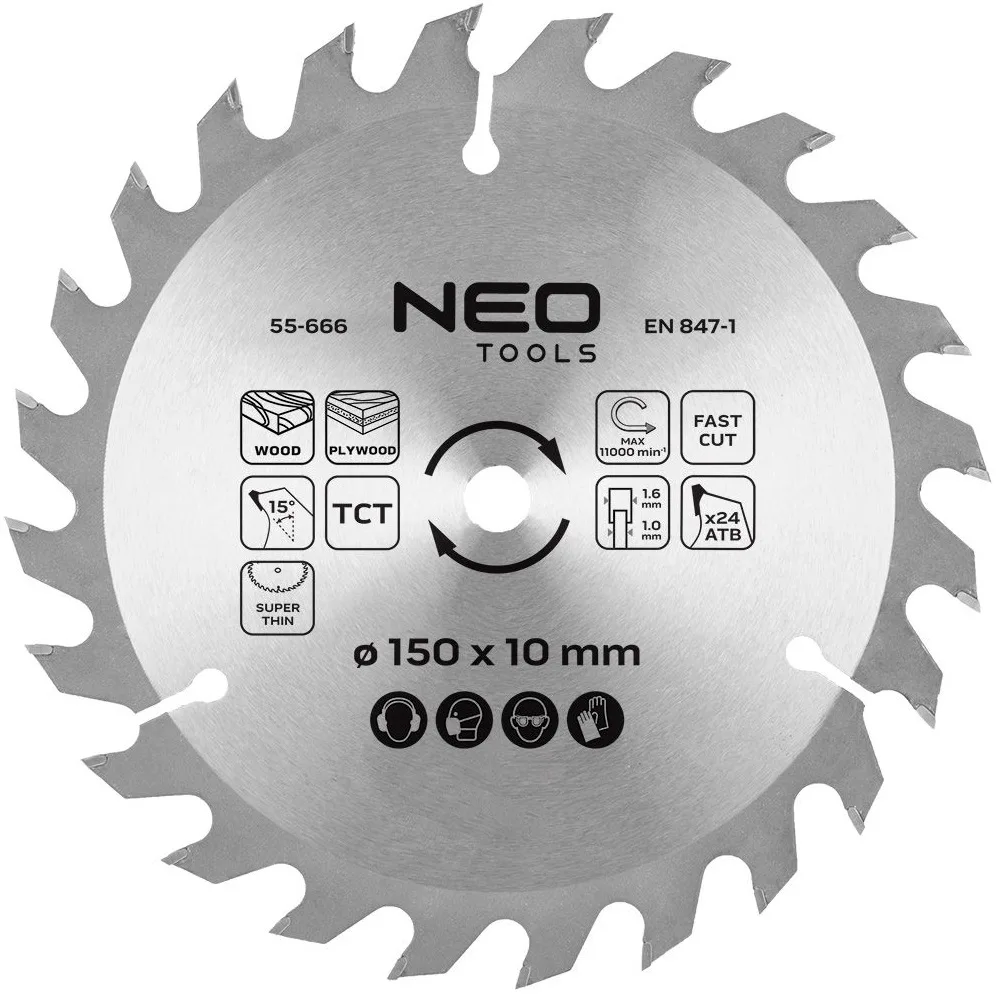 Пиляльний диск для дерева Neo Tools 230x30-24T 150x10-24 1.6мм