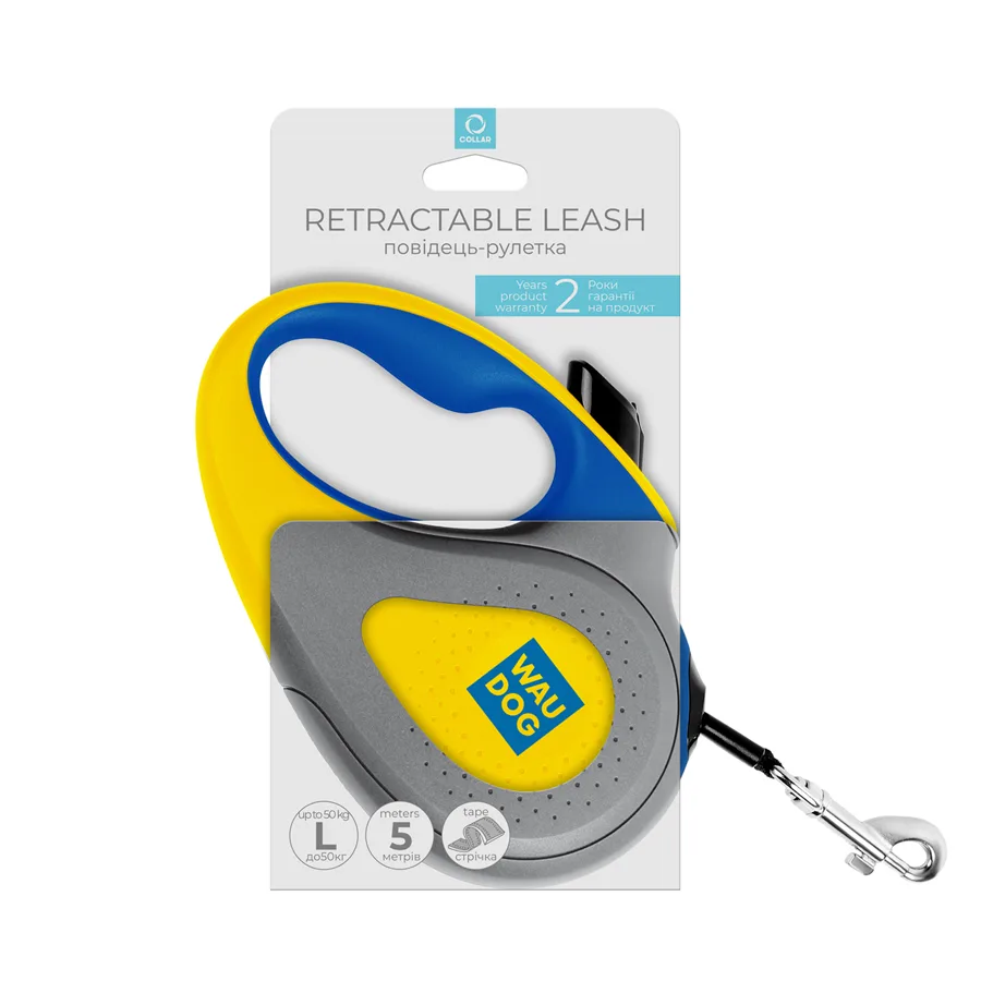Повідець-рулетка WAUDOG R-leash L 500 см пластик світловідбивний Colors of freedom