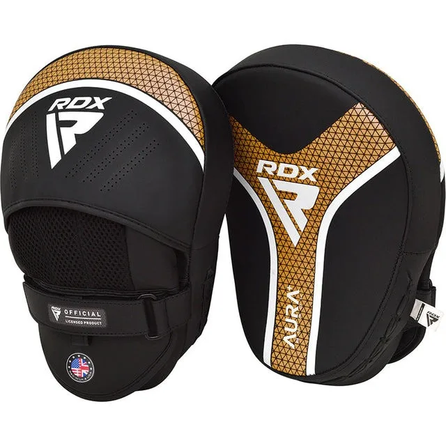 Лапи боксерські RDX штучна шкіра 23,5х19 см Золоті
