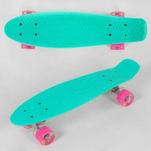 Скейтборд Penny Best Board бирюзовый 55 см с колесами PU со светом для детей и подростков.