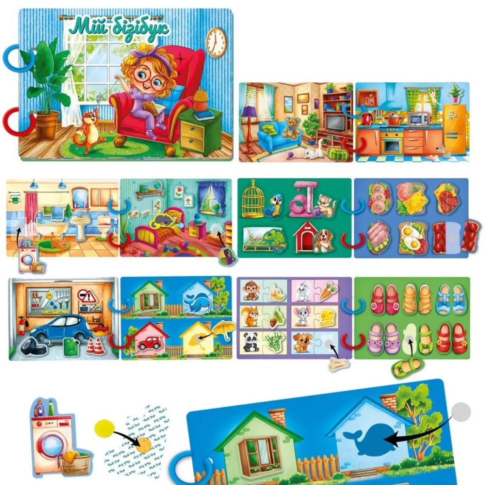 Дитяча розвиваюча книжка Vladi Toys картон 22х15 см різнокольорова 44 елементи