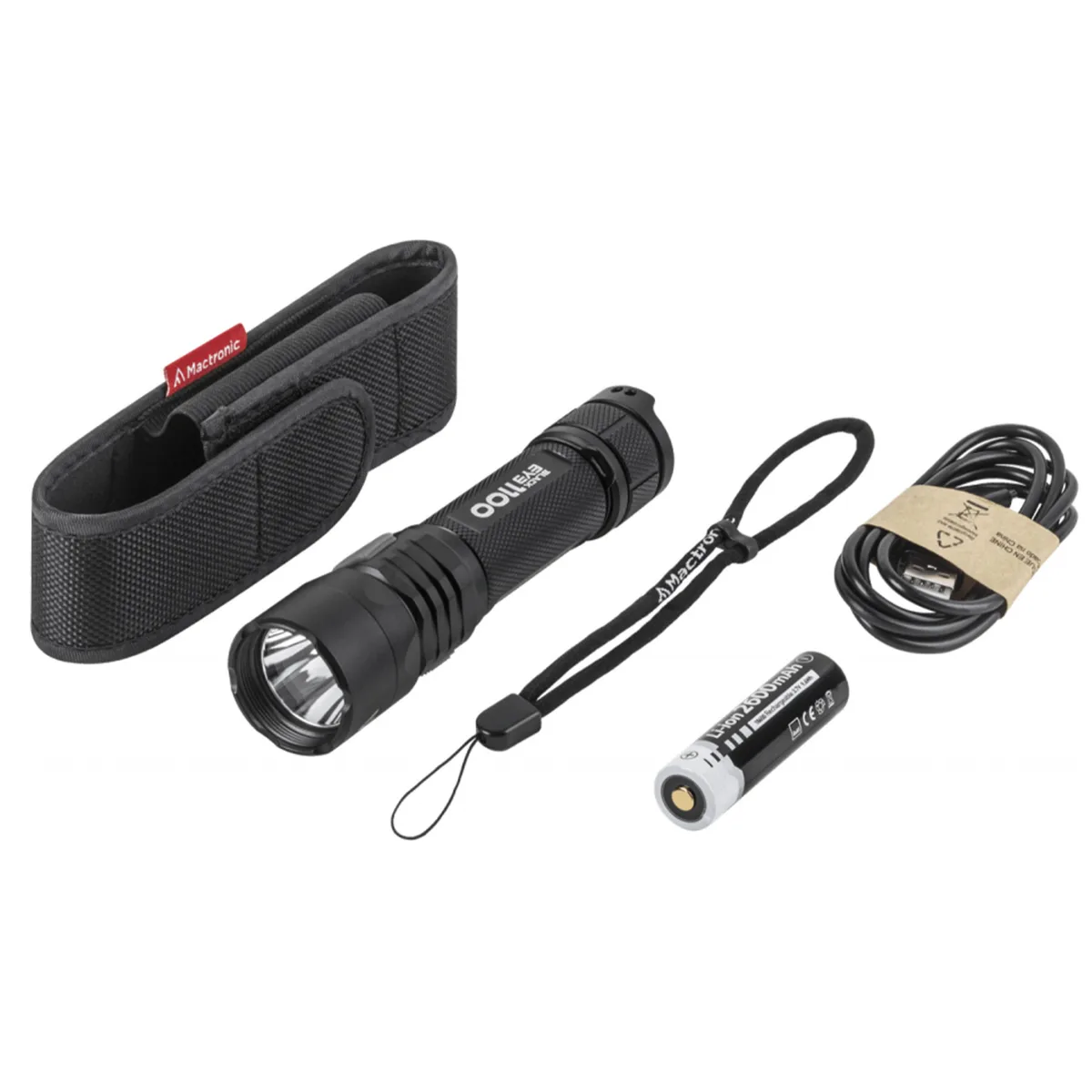 Тактический фонарь Mactronic алюминиевый 142х34х28 мм черный 1100 Лм USB Type-C