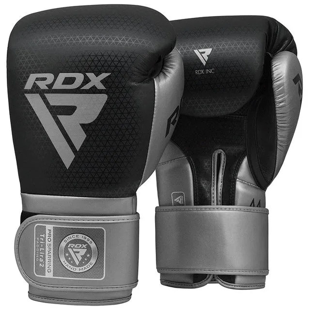 Боксерські рукавиці RDX Inc штучна шкіра 14 унцій сірі