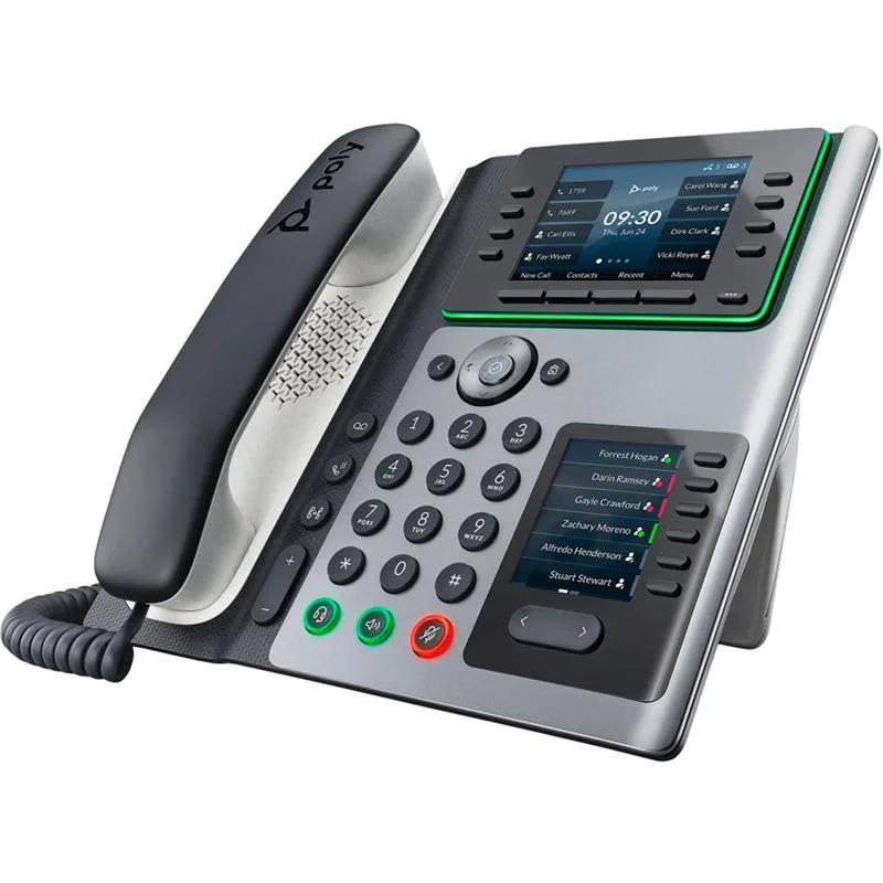 SIP-телефон Poly Edge E450, Bluetooth 5, WiFi AC, 2x USB, PoE, 8 линий (32 с пейджингом), серый.