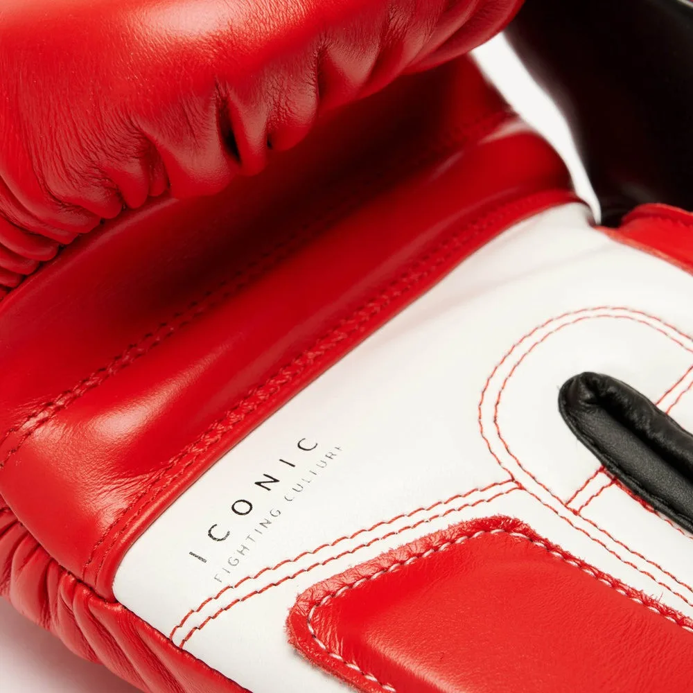 Боксерські рукавиці Leone натуральна шкіра 14 oz червоні з бинтами 4 м