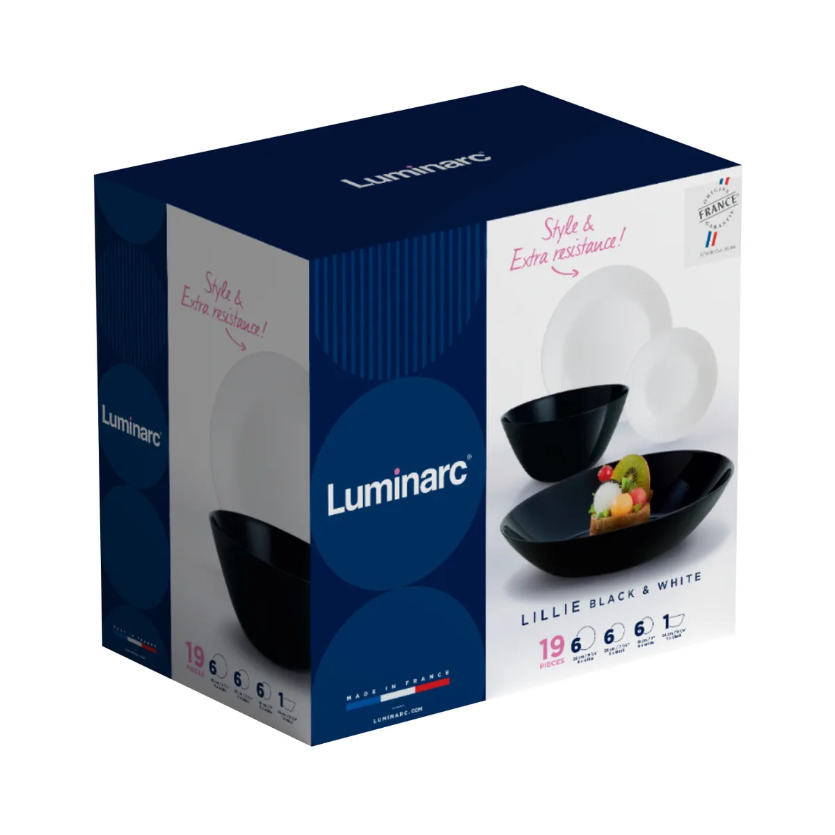 Сервис Luminarc закаленное стекло 19 предметов Черный Белый на 6 персон