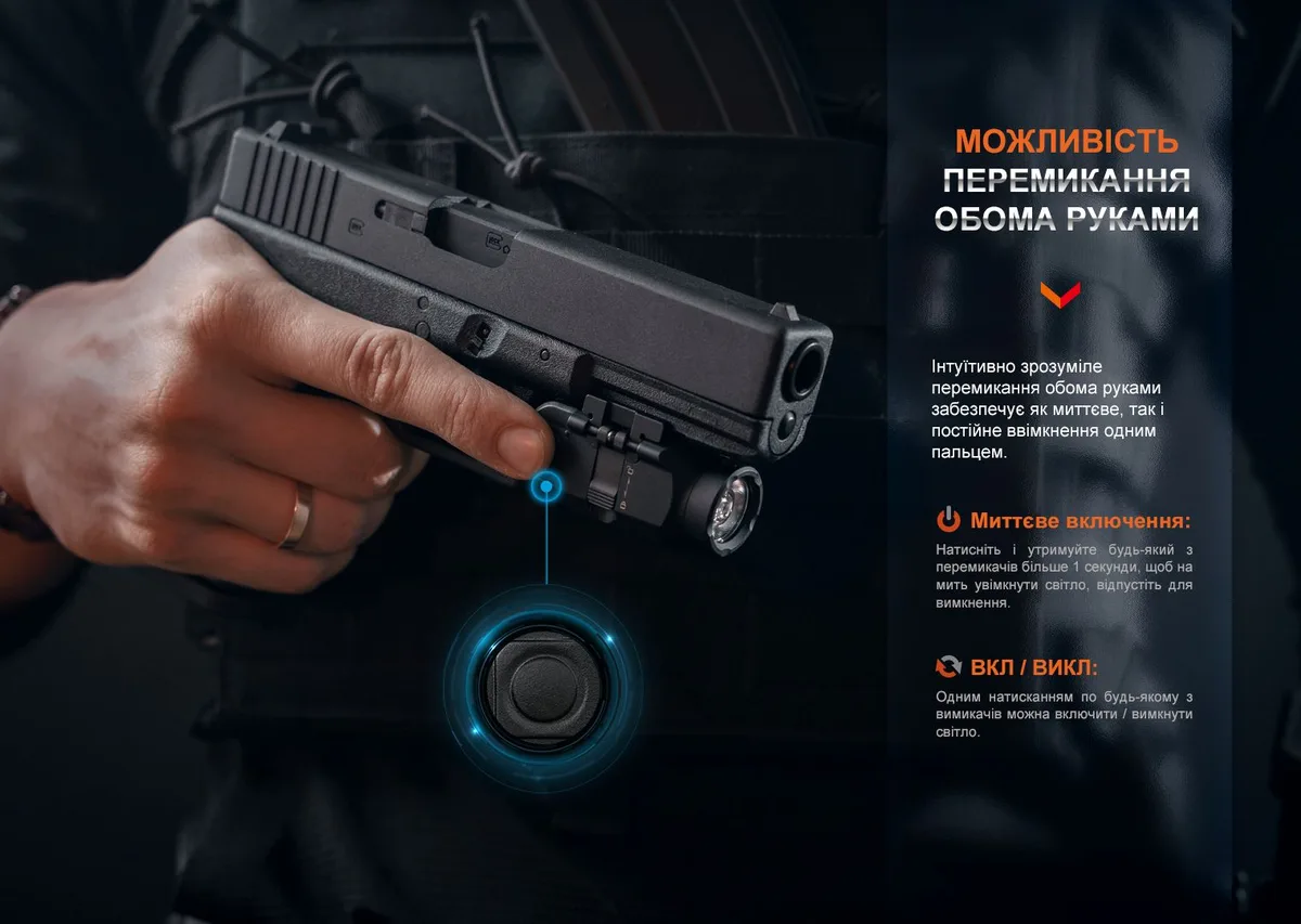 Ліхтар до пістолета Fenix алюмінієвий 61х28х23 мм чорний