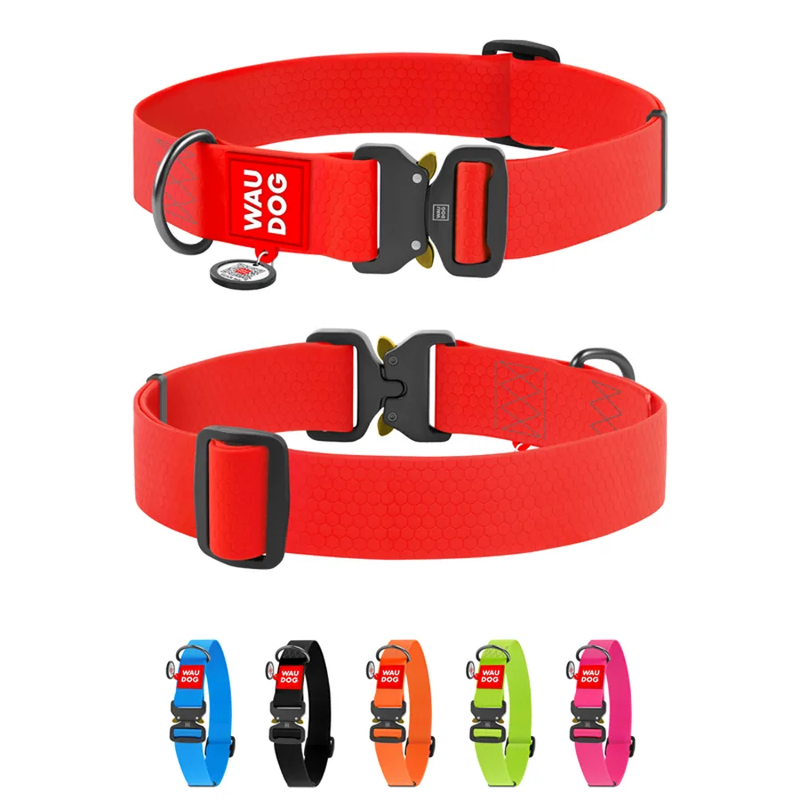 Нашийник для собак WAUDOG Waterproof 40 мм x 46-70 см металевий червоний