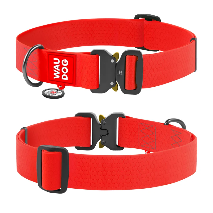 Нашийник для собак WAUDOG Waterproof 40 мм x 46-70 см металевий червоний