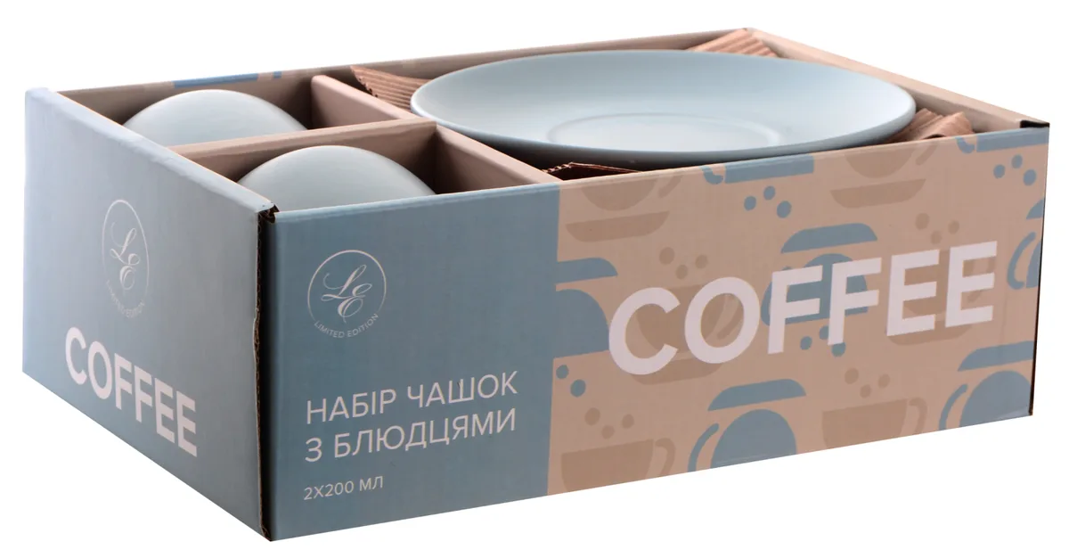 Набір чашок Limited Edition порцеляна 240 мл сірі для чаю кави