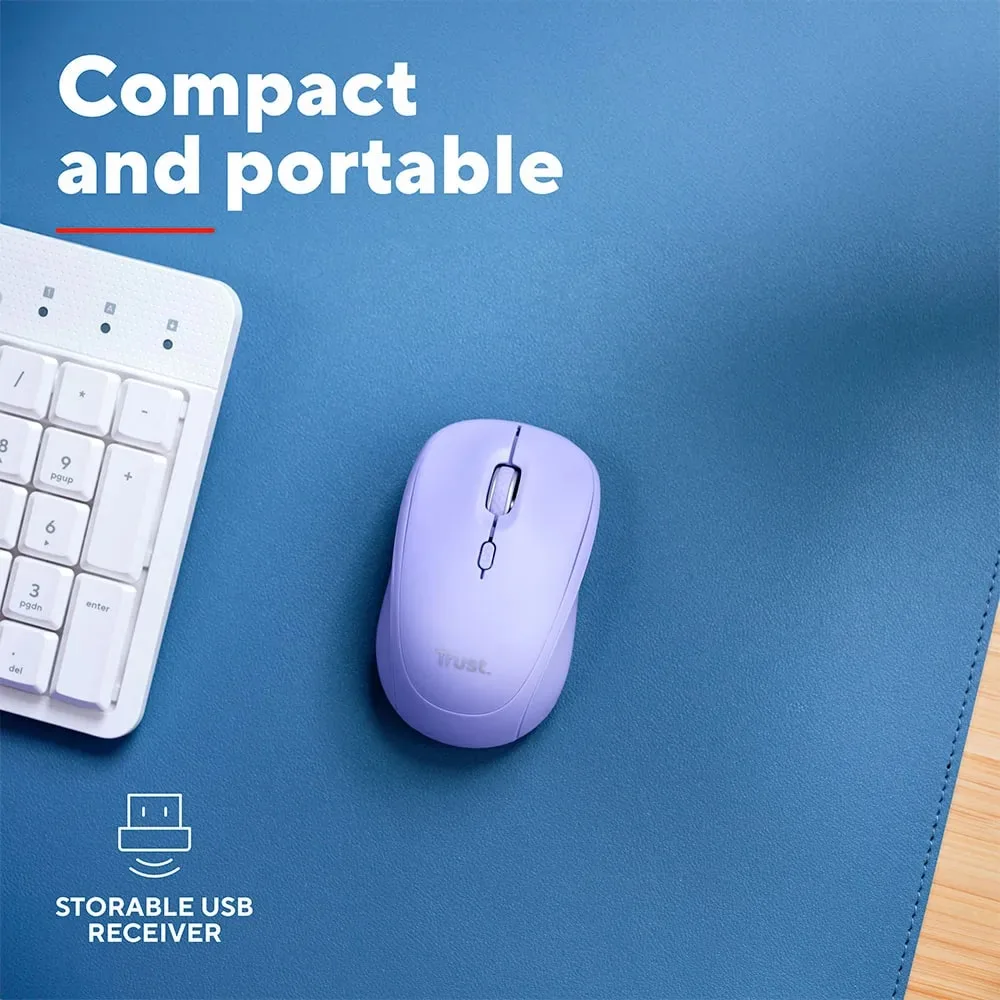 Миша Trust Yvi+ Compact Multi-Device, WL/BT/USB-A, фіолетовий