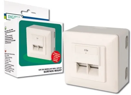Настінна розетка DIGITUS CАТ 5e STP, 2xRJ45, 8P8C, для зовнішньої проводки