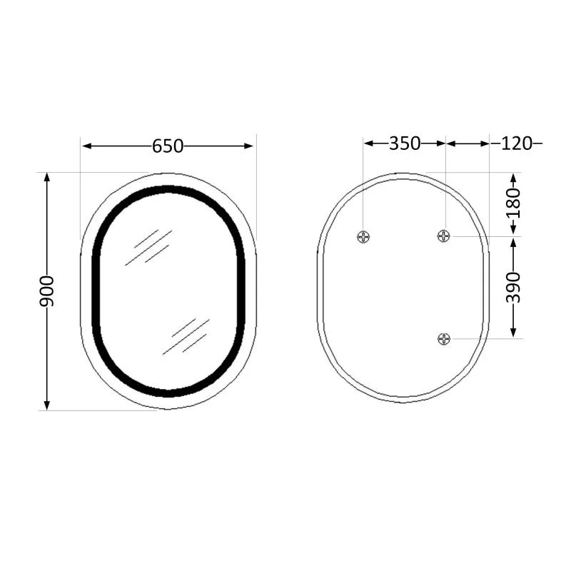 Дзеркало Qtap Gemini 650х900 LED підсвічування сенсорне антизапотівання овальне