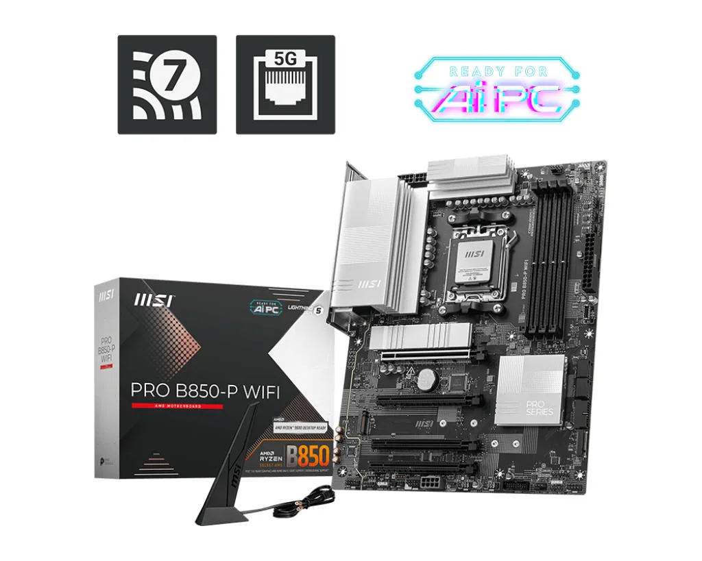 Материнcька плата MSI PRO B850-P WIFI sAM5 B850 4xDDR5 M.2 HDMI Wi-Fi BT ATX