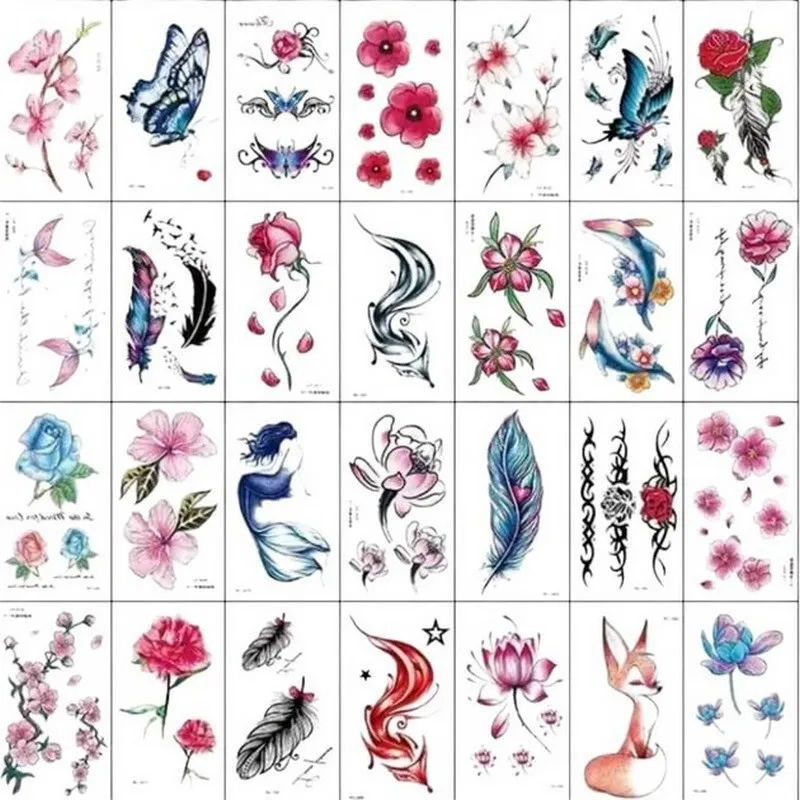 Набір тимчасових татуювань Fresh Tattoo 30 шт 9,5х5,5 см кольорові