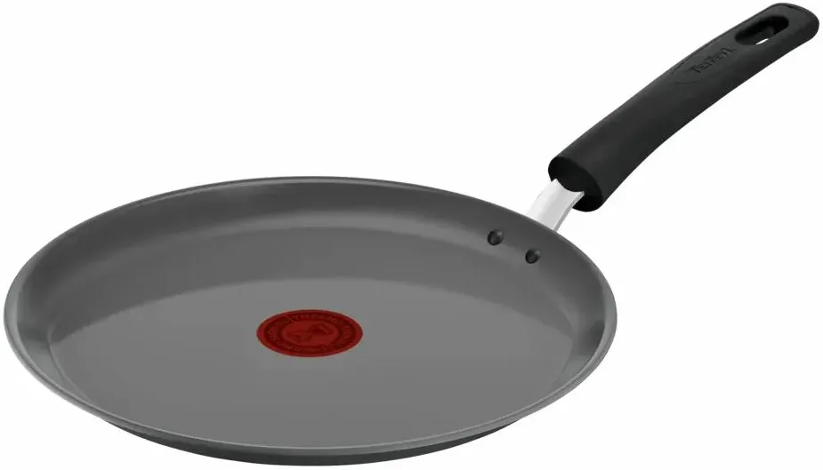 Сковорода для млинців Tefal Renewal, 25 см, алюмінієва, з бакелітовою ручкою, сірого кольору.