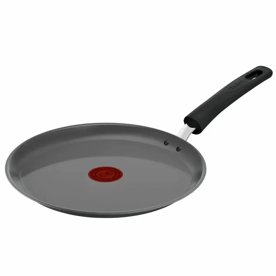 Сковорода для млинців Tefal Renewal, 25 см, алюмінієва, з бакелітовою ручкою, сірого кольору.