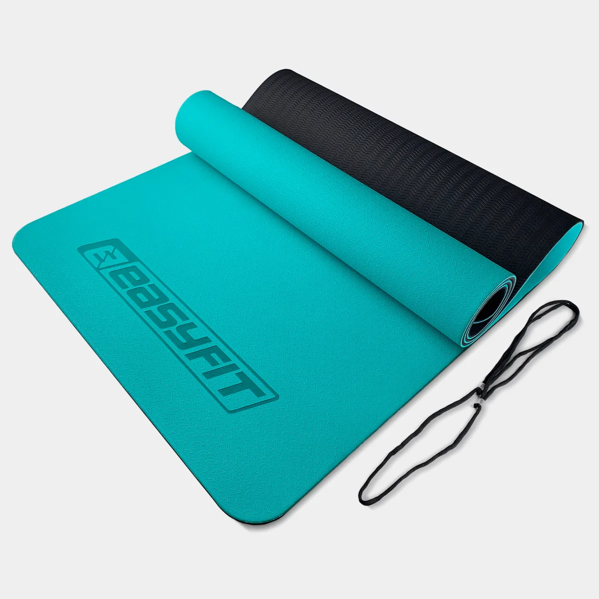 Коврик для йоги та фітнесу EasyFit TPE 183х61 см м'ятний-чорний 6 мм