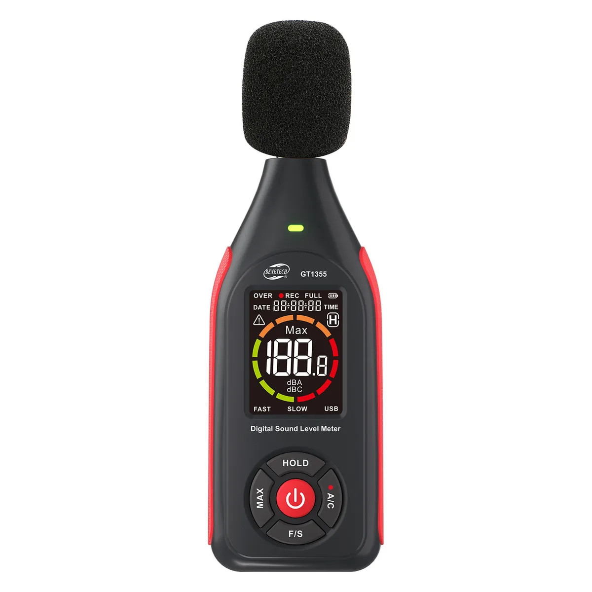 Цифровий шумомір BENETECH GT1355 30-130 дБ пластик компактний