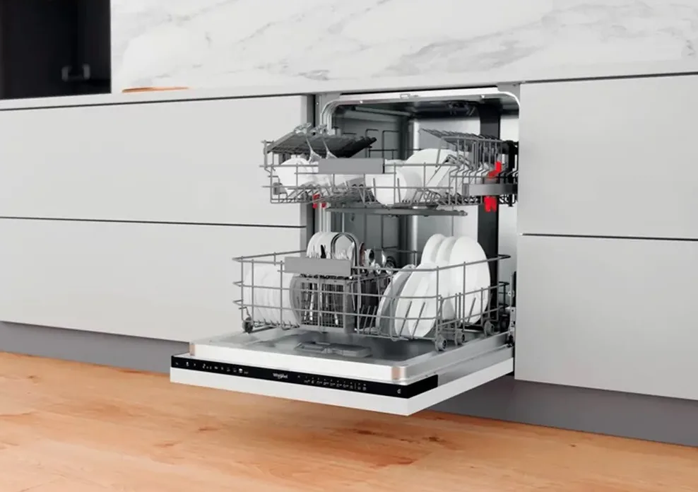 Вбудована посудомийна машина Whirlpool, 14 комплектів, клас енергоефективності A+++, 60 см, з дисплеєм, інверторним двигуном, біла