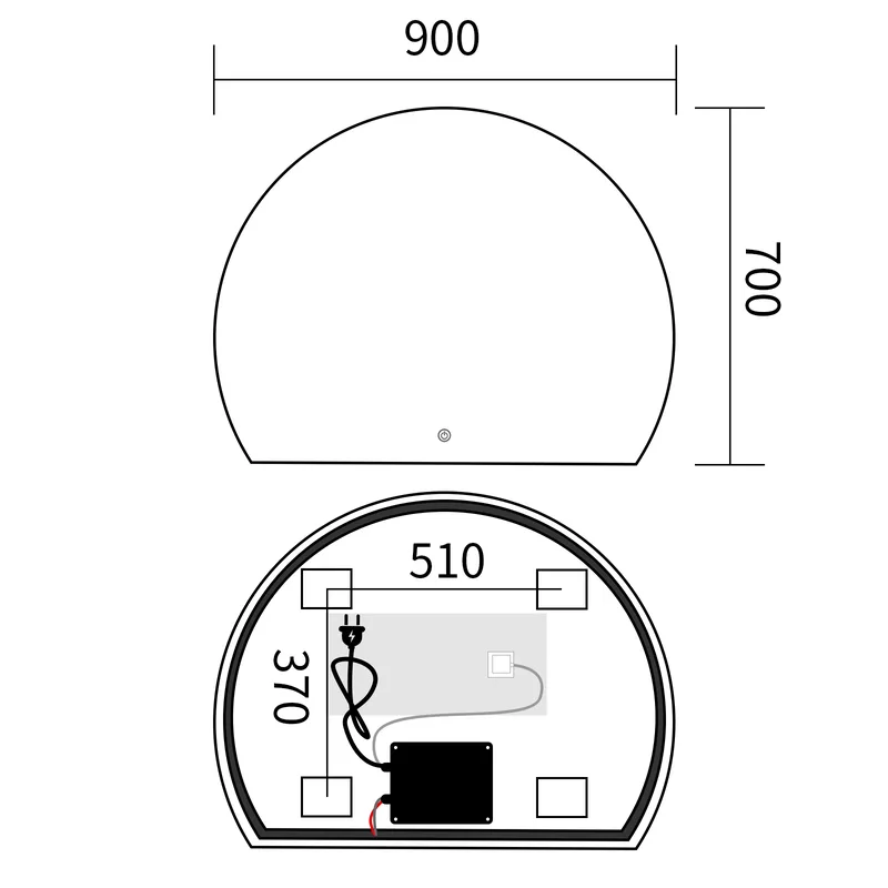Дзеркало настінне LED 90x70 см алюмінієве сенсорне IP44 MIXXUS PREMIUM