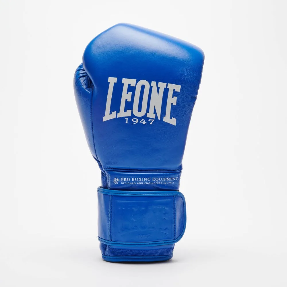 Боксерські рукавиці Leone натуральна шкіра 10 унцій сині з бинтами 4 м