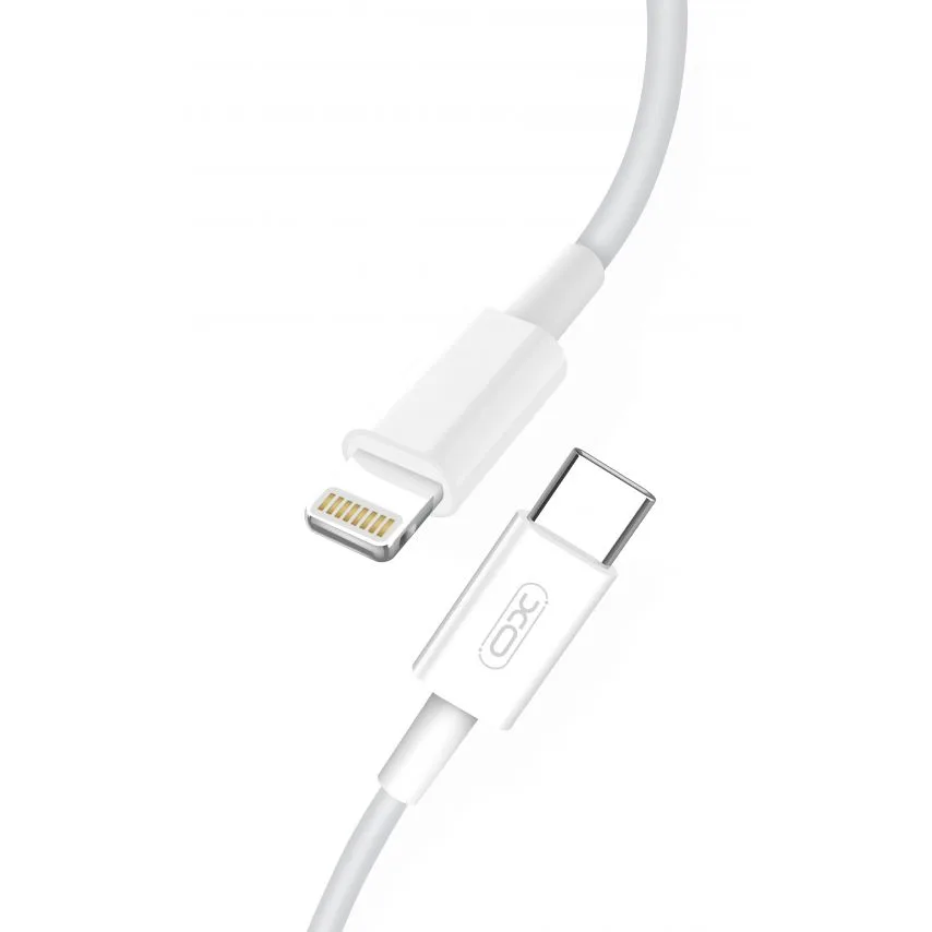 Кабель USB Type-C to Lightning XO Силіконовий 1м Білий 18W 2A